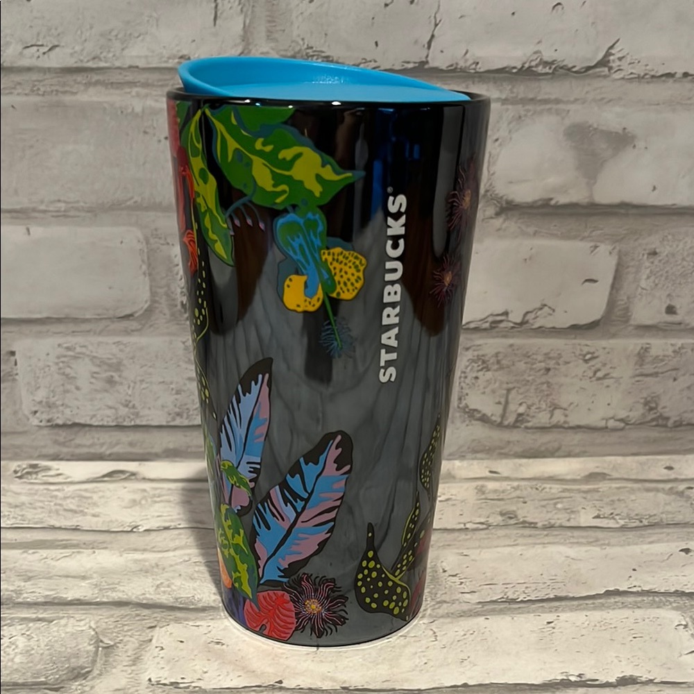 Starbucks Black Tumbler 12 oz vibrant flowers 2023 coffee traveler